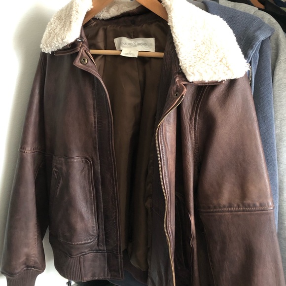 TREASURE & BOND leather jacket w/ shearling - Picture 3 of 4